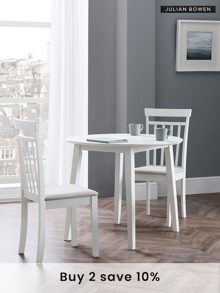 Julian Bowen White Coast Double Drop Leaf Round 4 Seater Dining Set (D06462) | £225