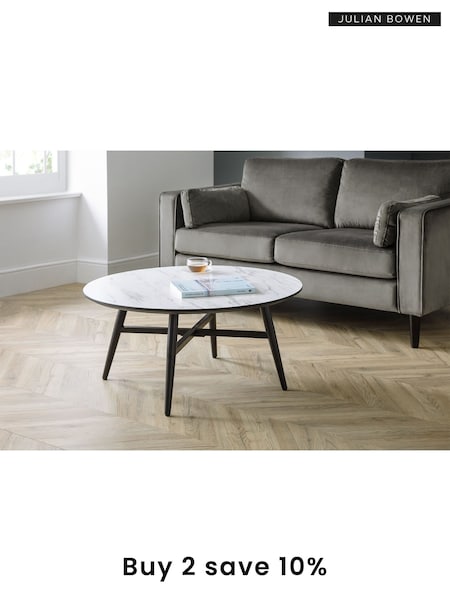 Julian Bowen White Firenze Marble Effect Round Coffee Table (D06478) | £200