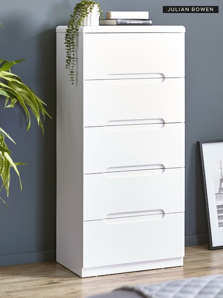 Julian Bowen White Manhattan 5 Drawer Narrow Chest (D06485) | £250