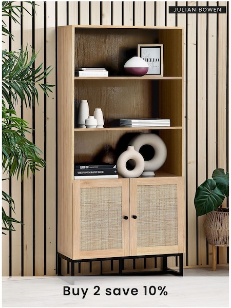 Julian Bowen Brown Padstow Rattan Tall Bookcase (D06500) | £280