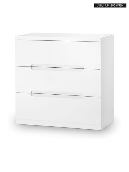 Julian Bowen White Manhattan Gloss 3 Drawer Chest (D06509) | £210