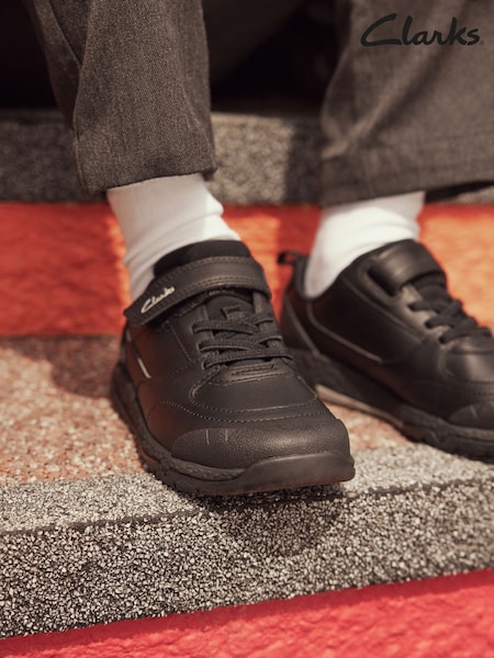 Clarks Black Multi Fit Leather Steggy Stride Shoes (D06583) | £50