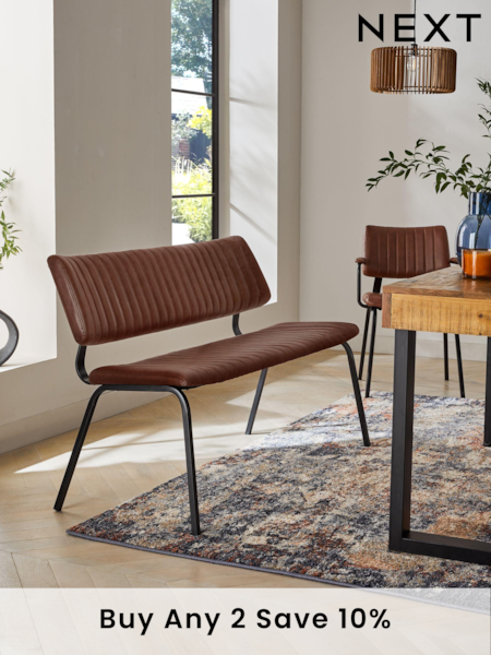 Faux Leather Tan Brown Aiden Dining Bench (D06827) | £265
