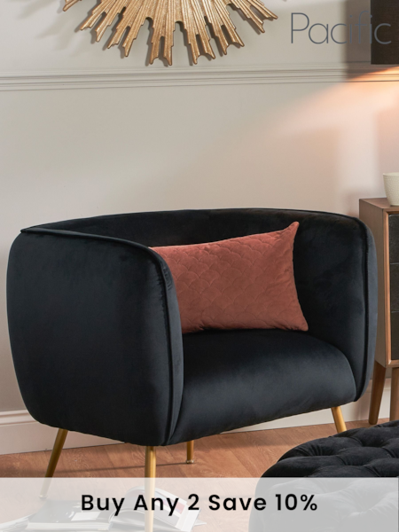 Pacific Black Lucca Velvet Armchair (D06988) | £435