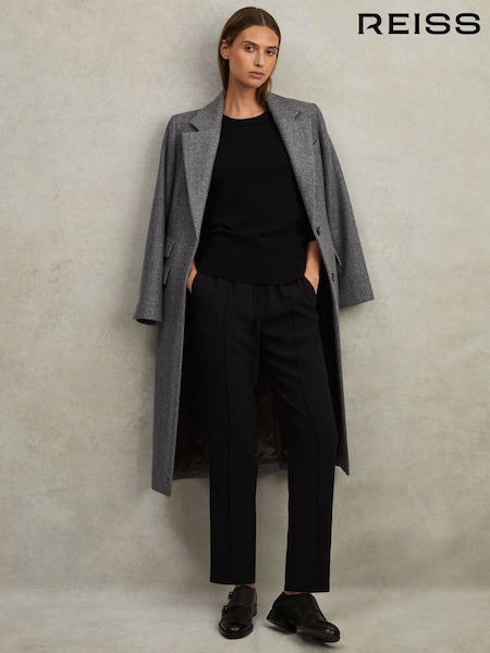 Reiss Black Hailey Tapered Pull On Trousers (D07112) | £98