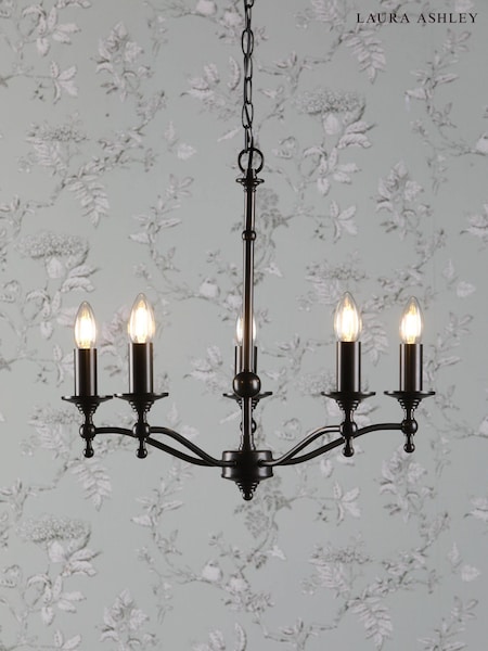 Laura Ashley Black Ludchurch 5 Light Chandelier (D08221) | £185