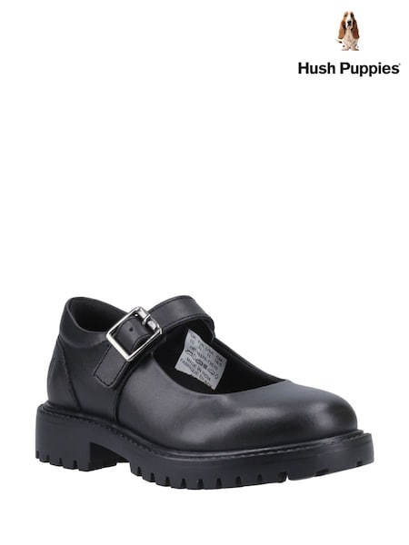 Black - Hush Puppies Aurora Junior School Shoes