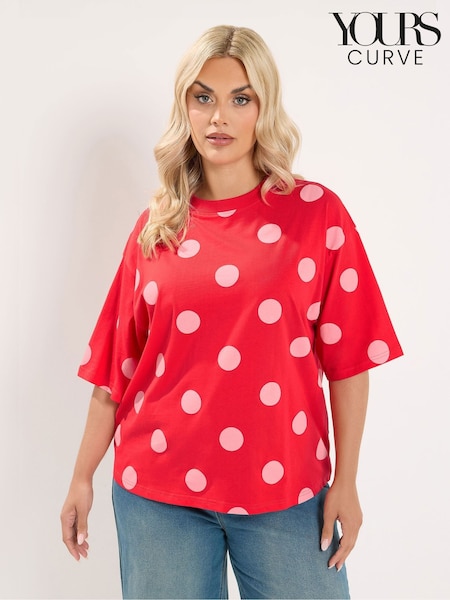 Red - Yours Curve Limited Polkadot T-shirt