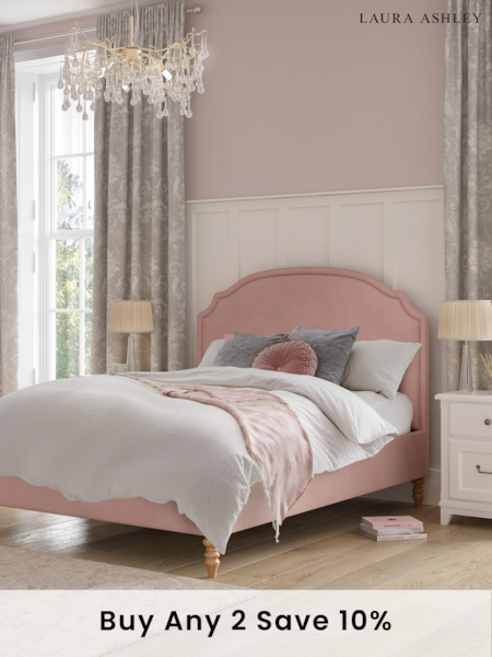 Laura Ashley Annaly Velvet Dark Blush Bytham Bed (D10088) | £525 - £599