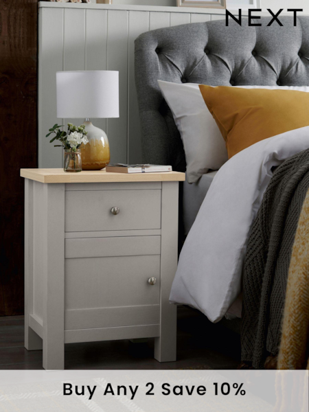 Dove Grey Malvern Paint Effect 1 Door, 1 Drawer Bedside Table (D10431) | £165