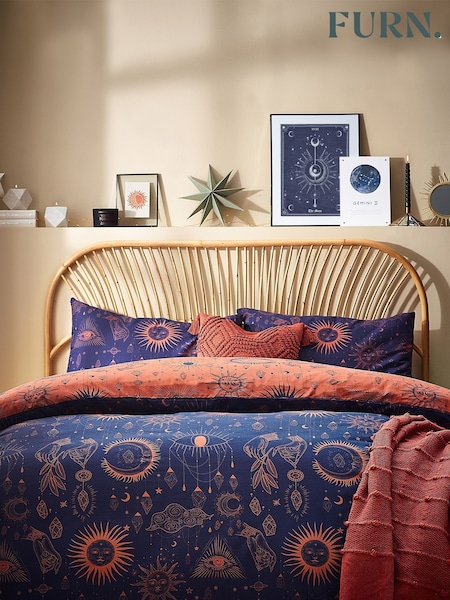 furn. Brown Constellations Duvet Cover and Pillowcase Set (D11293) | £16 - £32