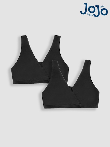 JoJo Maman Bébé Black 2-Pack Maternity & Nursing Sleep Bras (D11356) | £18