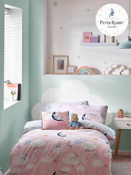 Peter Rabbit™ Pink Sleepy Head Timeless Printed Duvet Cover and Pillowcase Set (D12643) | £18 - £30
