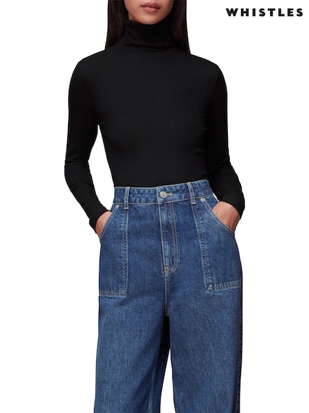 Whistles Black Essential Ribbed Jumper (D14666) | £59