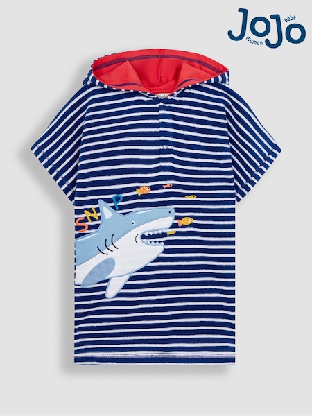 JoJo Maman Bébé Navy Blue Towelling Hooded Poncho (D14784) | £25