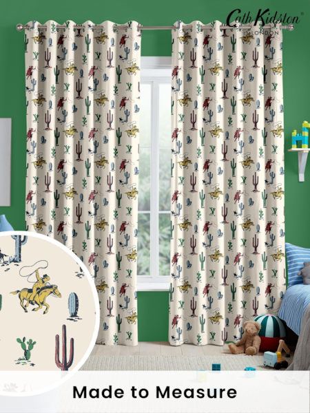 Cath Kidston Cream Kids Cowboy Made To Measure 100% Cotton Curtains (D15573) | £82