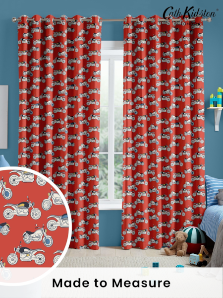 Cath Kidston Red Kids Motorbikes Made To Measure 100% Cotton Curtains (D15574) | £82