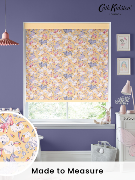 Cath Kidston Yellow Kids Unicorn Made To Measure Roller Blinds (D15959) | £58