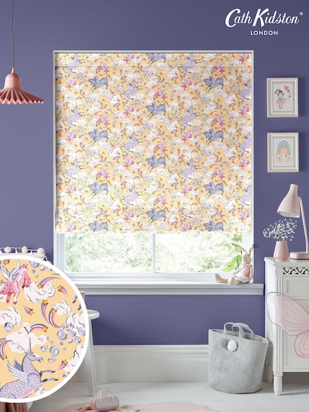 Cath Kidston Yellow Kids Unicorn Made To Measure Roman 100% Cotton Blind (D16175) | £75