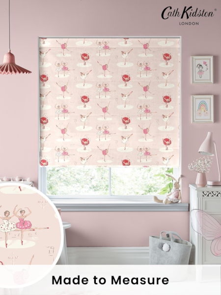 Cath Kidston Pink Kids Ballerinas Made To Measure Roman 100% Cotton Blind (D16177) | £75