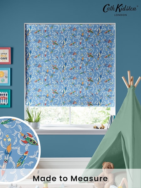 Cath Kidston Blue Kids Rocket Made To Measure Roman 100% Cotton Blind (D16179) | £75