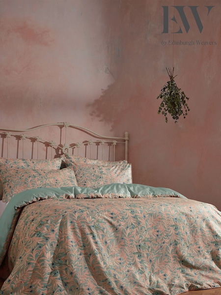 EW by Edinburgh Weavers Pink Malory English Floral Luxury 100% Cotton Slub Cord Pipe Duvet Cover And Pillowcase Set (D17580) | £59 - £72