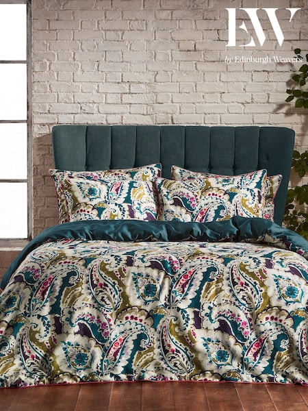 EW by Edinburgh Weavers Blue Aretha Persian Paisley 200 Thread Count 100% Cotton Duvet Cover And Pillowcase Set (D17592) | £64 - £78