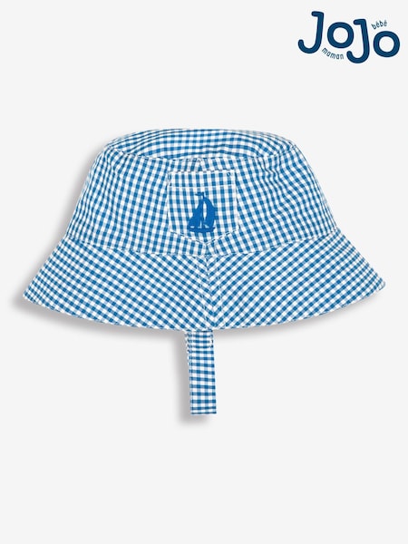 JoJo Maman Bébé Cobalt Gingham Sun Hat (D18287) | £14