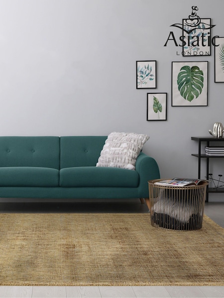 Asiatic Rugs Ochre Yellow Aston Copper Hand Loomed Viscose Rug (D19122) | £188 - £534