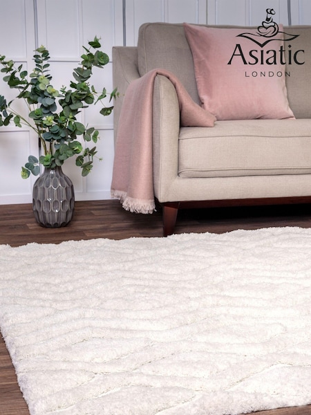 Asiatic Rugs White Harrison High Low Shaggy Tufted Rug (D19145) | £184 - £522