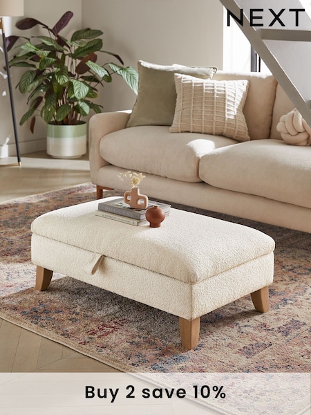 Casual Bouclé Oyster Natural Albury Medium Footstool (D19210) | £199