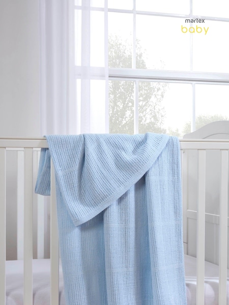 Martex Baby Blue Cellular 100% Cotton Blanket (D19222) | £22