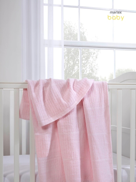 Martex Baby Pink Cellular 100% Cotton Blanket (D19223) | £22