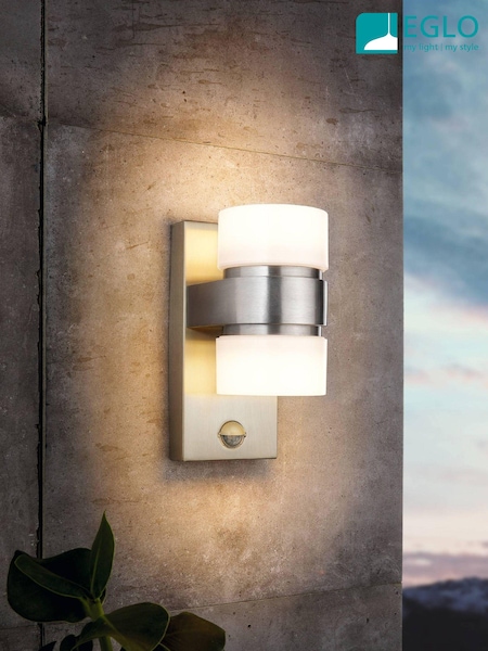 Eglo Silver Atollari LED 2Light Silver Exterior Outdoor Wall Light (D19947) | £80