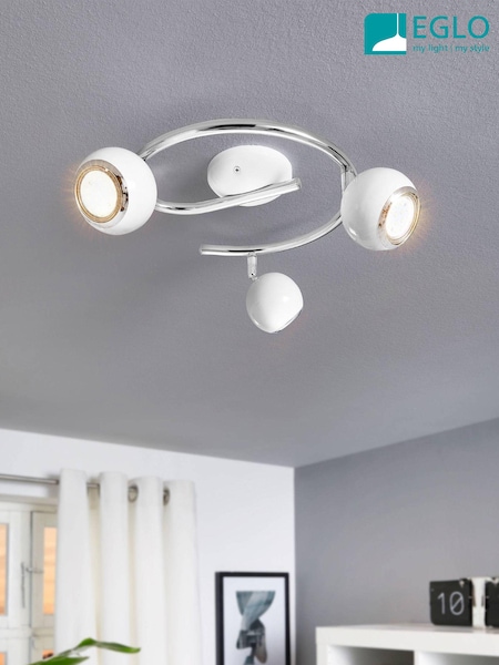 Eglo White Bimeda LED and Chrome Ceiling Light (D19979) | £65