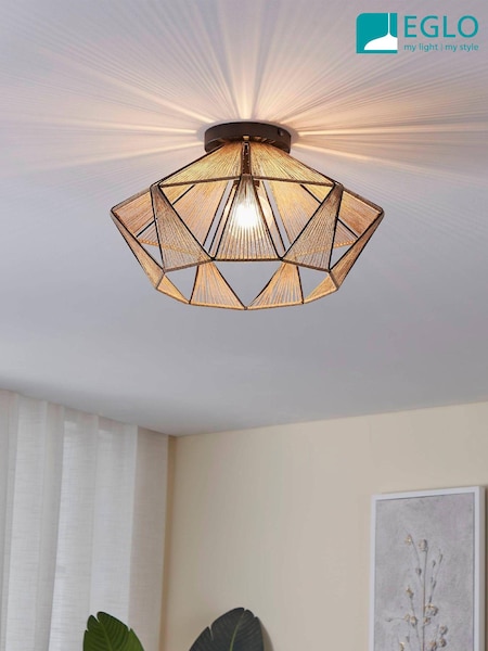 Eglo Black/Natural Adwickle Ceiling Light (D19982) | £95