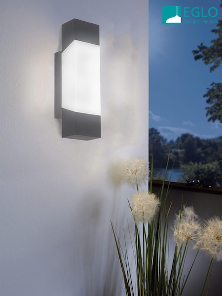 Eglo Grey Gorzano LED Glass Exterior Outdoor Wall Light (D19987) | £50