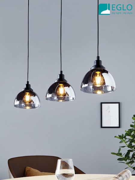 Eglo Black Beleser Transparent 3 Light Ceiling Light Pendant (D20021) | £130