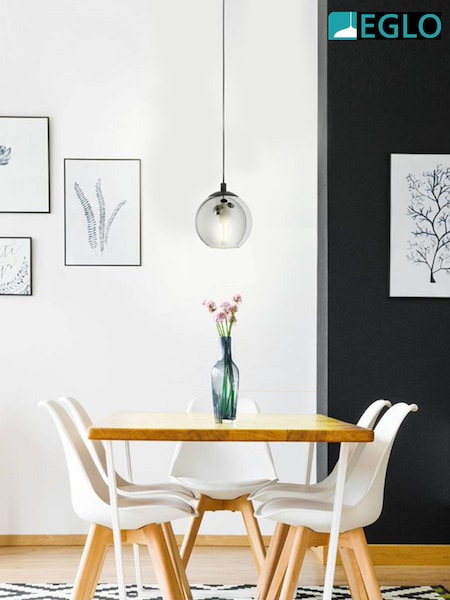 Eglo Black Ariscani Smoked Glass Single Pendant (D20022) | £48