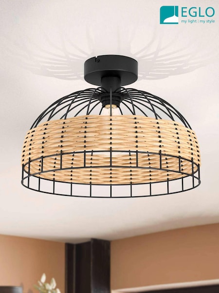 Eglo Natural Anwick Rattan Ceiling Light (D20023) | £60