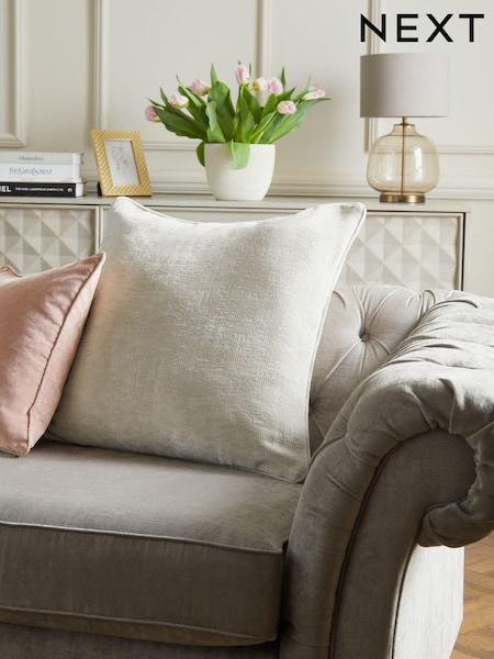 Light Natural 59 x 59cm Camilla Chenille Cushion (D20063) | £20