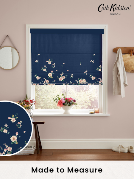 Cath Kidston Navy Spitalfields Border Made To Measure Roman 100% Cotton Blinds (D20186) | £75