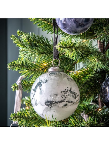 Gallery Home 6 Pack Grey Marbled Christmas Baubles (D20485) | £28