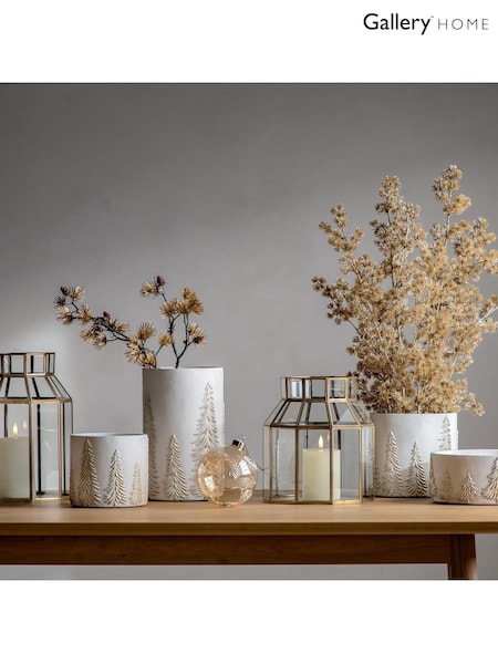 Gallery Home White/Gold Forest Planter 17cm (D20513) | £22