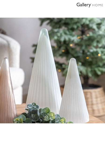 Gallery Home White Frost Glass Ribbed Tree (D20688) | £16