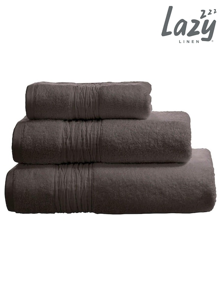 Lazy Linen Charcoal Turkish Cotton With Pure Washed Linen Insert Towel (D21208) | £10 - £30