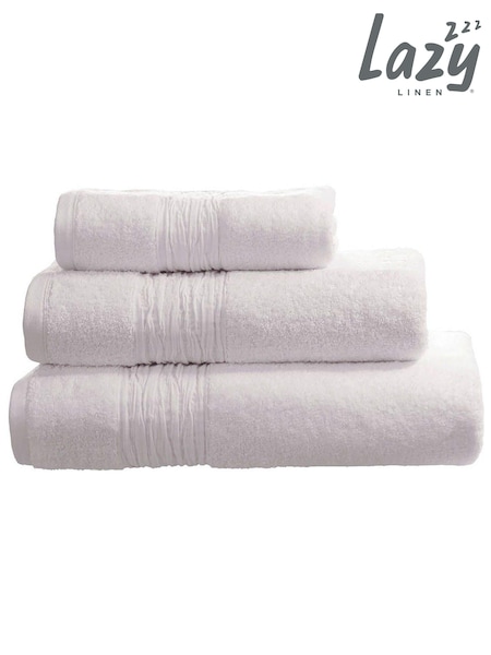 Lazy Linen White Turkish Cotton With Pure Washed Linen Insert Towel (D21210) | £10 - £30