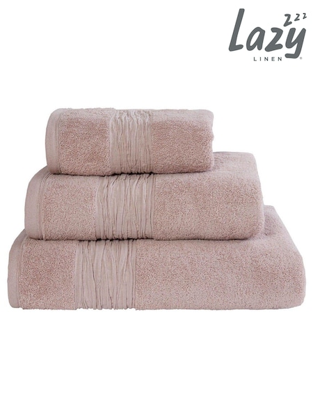 Lazy Linen Mellow Pink Turkish Cotton With Pure Washed Linen Insert Towel (D21225) | £10 - £30