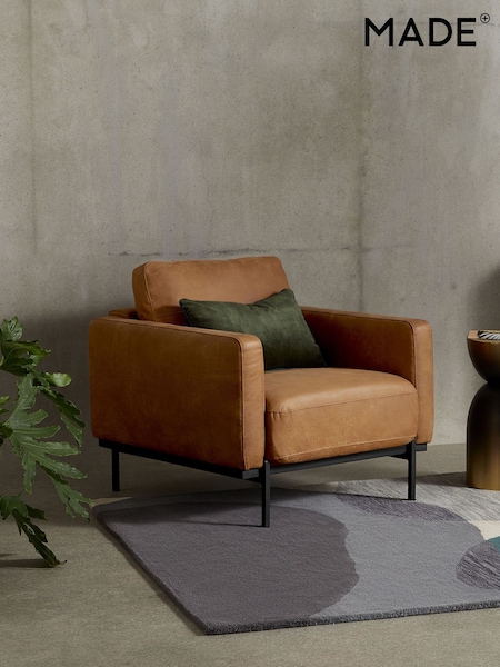 MADE.COM Tan Jarrod Leather Accent Chair (D23375) | £1,099