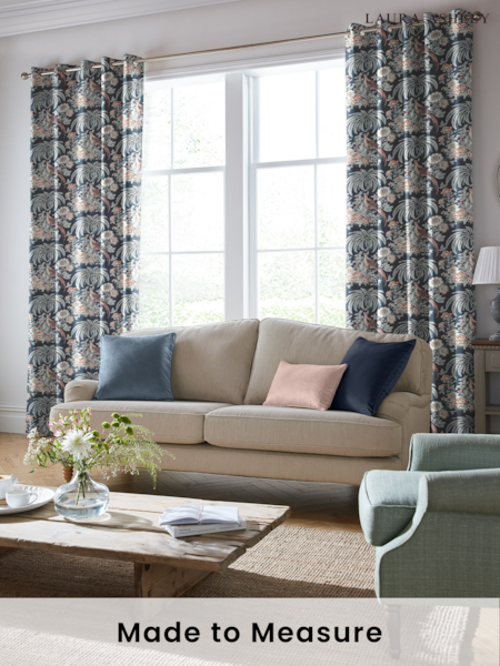 Laura Ashley Dusky Seaspray 100% Cotton Burdett Made To Measure Curtains (D24091) | £91